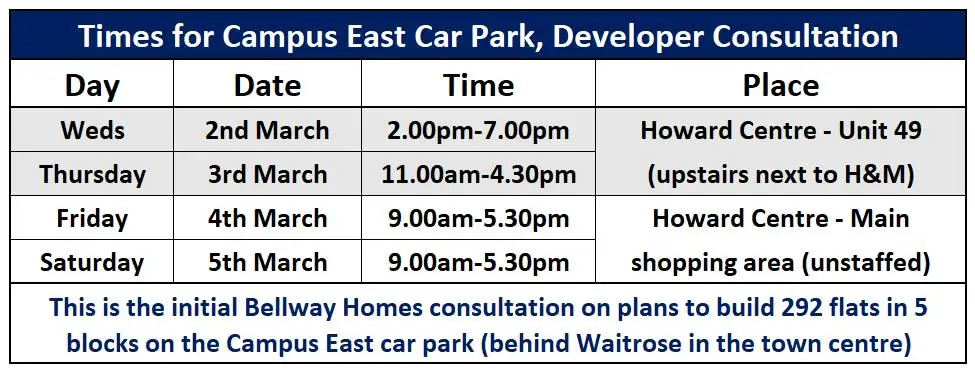 Campus East Development Consultation Times