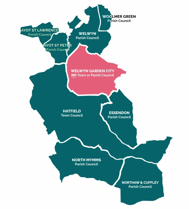 A map showing all WHBC Parish Town Councils Boundaries